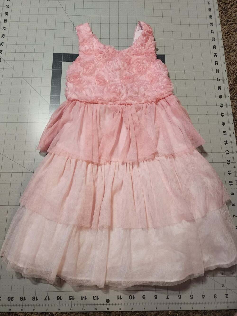 Bonnie Jean Tiered Tulle Dress Size 6 Pink Rosette Bodice